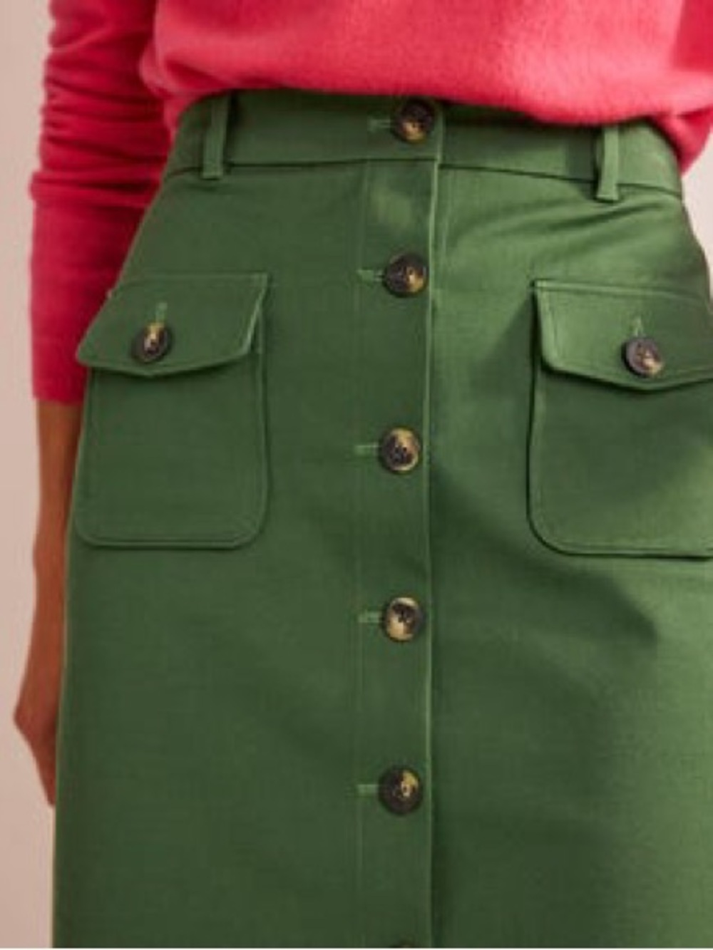 Boden High-Waist Green Midi Pencil Skirt